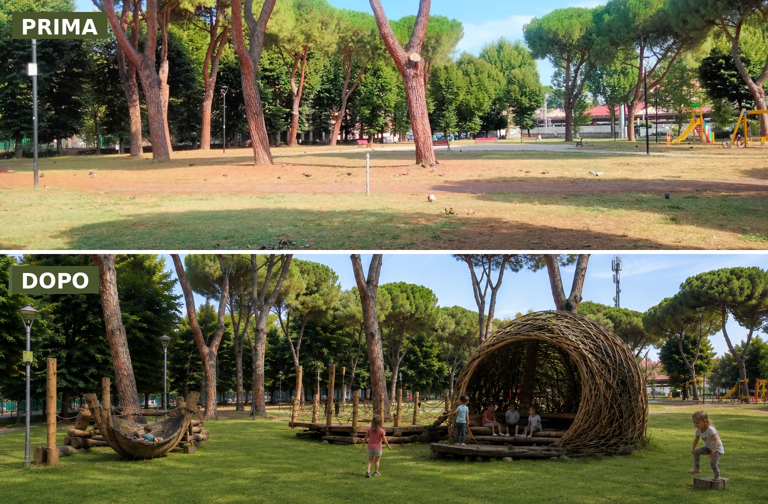 Parco Gioco Libero: confronto prima e dopo della trasformazione del parco